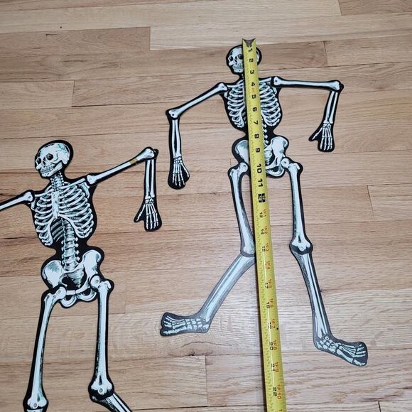 Vintage 80s Halloween Bundle Arkin 22-inch JOINTED SKELETONS Carve N Glo - Picture 10 of 11